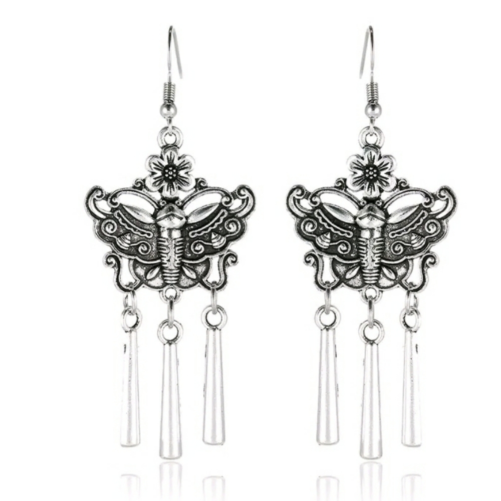 PRETTY silver butterfly earrings